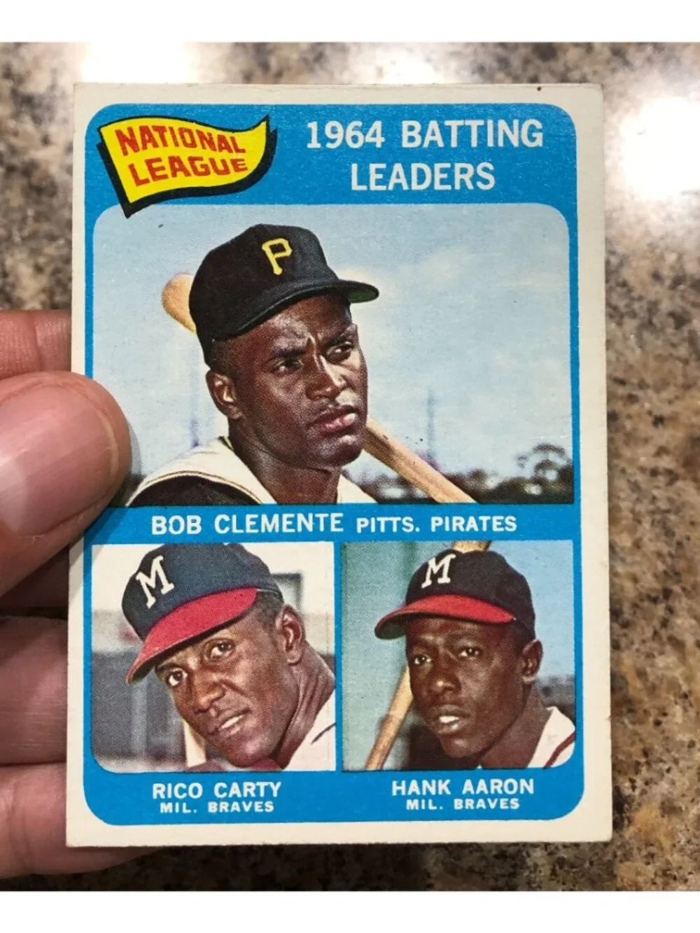 1964 Topps Batting Leaders #2 Bob Clemente Hank Aaron Rico Carty - Picture 3 of 6